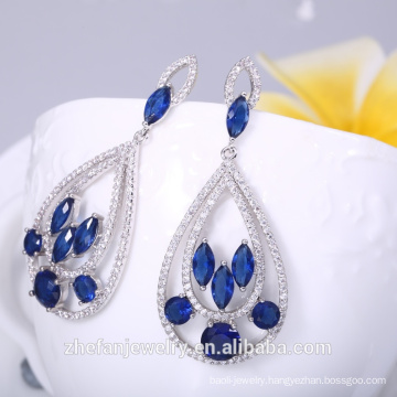 Gold 925 China natural loose sapphire diamonds earring